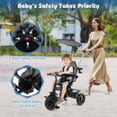 7-in-1 Baby Stroller Tricycle with Adjustable Canopy and Foldable Footrests for Ages 9-60 Months Old