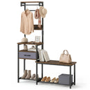 Hall Tree with Shoe Bench and Storage Hooks - Rustic Brown by DirectDeals