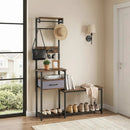 Hall Tree with Shoe Bench and Storage Hooks - Rustic Brown by DirectDeals