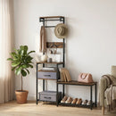 Hall Tree with Shoe Bench and Storage Hooks - Rustic Brown by DirectDeals