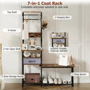 Hall Tree with Shoe Bench and Storage Hooks - Rustic Brown by DirectDeals