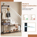 Hall Tree with Shoe Bench and Storage Hooks - Rustic Brown by LJGDeals