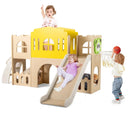 7-in-1 Toddler Slide Set for Kids with Climber and Basketball Hoop-Multicolor by LJGDeals