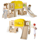 7-in-1 Toddler Slide Set for Kids with Climber and Basketball Hoop-Multicolor by LJGDeals
