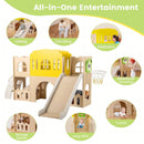 7-in-1 Toddler Slide Set for Kids with Climber and Basketball Hoop-Multicolor by LJGDeals