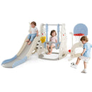 7 in 1 Toddler Slide and Swing Set with Height Adjustable Swing and Basketball Hoop by LJGDeals