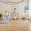 7 in 1 Toddler Slide and Swing Set with Height Adjustable Swing and Basketball Hoop by DirectDeals