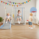 7 in 1 Toddler Slide and Swing Set with Height Adjustable Swing and Basketball Hoop by LJGDeals
