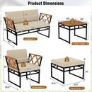 7 Piece Outdoor Conversation Set with Cushions and Bungee Rope Seat-Beige by LJGDeals