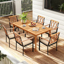7 Piece Patio Acacia Wood Dining Set Solid Wooden Dining Furniture with Umbrella Hole by LJGDeals