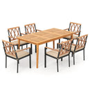 7 Piece Patio Acacia Wood Dining Set Solid Wooden Dining Furniture with Umbrella Hole by DirectDeals