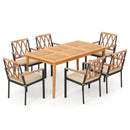 7 Piece Patio Acacia Wood Dining Set Solid Wooden Dining Furniture with Umbrella Hole by LJGDeals