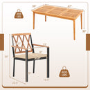 7 Piece Patio Acacia Wood Dining Set Solid Wooden Dining Furniture with Umbrella Hole by DirectDeals