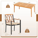 7 Piece Patio Acacia Wood Dining Set Solid Wooden Dining Furniture with Umbrella Hole by LJGDeals