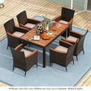 7 Pieces Garden Dining Patio Rattan Set with Cushions for Backyard by LJGDeals