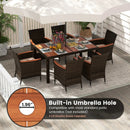 7 Pieces Garden Dining Patio Rattan Set with Cushions for Backyard by LJGDeals
