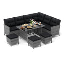 7 Pieces Patio Dining Furniture Set with Soft Cushions and Ottomans by LJGDeals