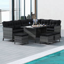 7 Pieces Patio Dining Furniture Set with Soft Cushions and Ottomans by LJGDeals