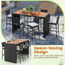 7 Pieces Patio Rattan Bar Set with Seat Cushions for Porch Yard Garden by LJGDeals