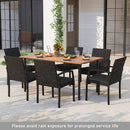 7 Pieces Outdoor Dining Set Acacia Wood Table with Umbrella Hole and Cushions by DirectDeals