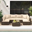 7 Pieces Patio Rattan Furniture Set with Sectional Sofa Cushions by LJGDeals