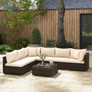 7 Pieces Patio Rattan Furniture Set with Sectional Sofa Cushions by LJGDeals