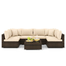 7 Pieces Patio Rattan Furniture Set with Sectional Sofa Cushions by LJGDeals