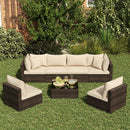 7 Pieces Patio Rattan Furniture Set with Sectional Sofa Cushions by LJGDeals