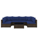 7 Pieces Patio Rattan Furniture Set with Sectional Sofa Cushions