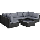 7 Pieces Sectional Wicker Furniture Sofa Set with Tempered Glass Top-Red by LJGDeals