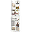 7-tier Bookshelf with Drawer 180cm Floor Standing Display Rack Storage Shelf-White by LJGDeals