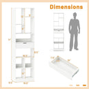 7-tier Bookshelf with Drawer 180cm Floor Standing Display Rack Storage Shelf-White by LJGDeals