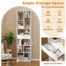 7-tier Bookshelf with Drawer 180cm Floor Standing Display Rack Storage Shelf-White by LJGDeals