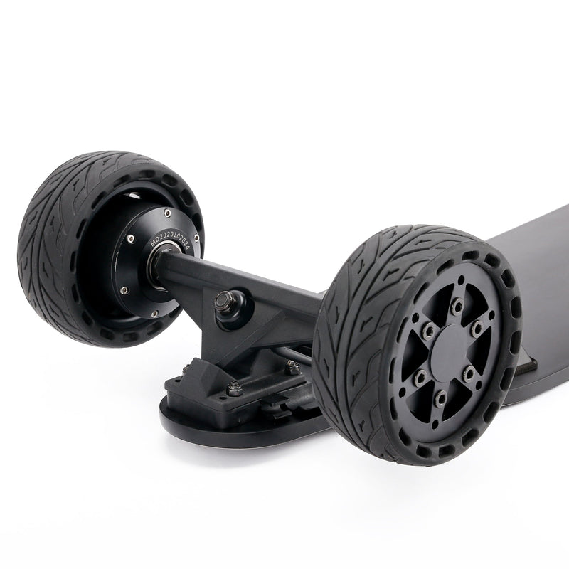 All terrain dual 1000x2 hub motor electric skateboard with 32mph max speed,25miles range,9600mah battery.