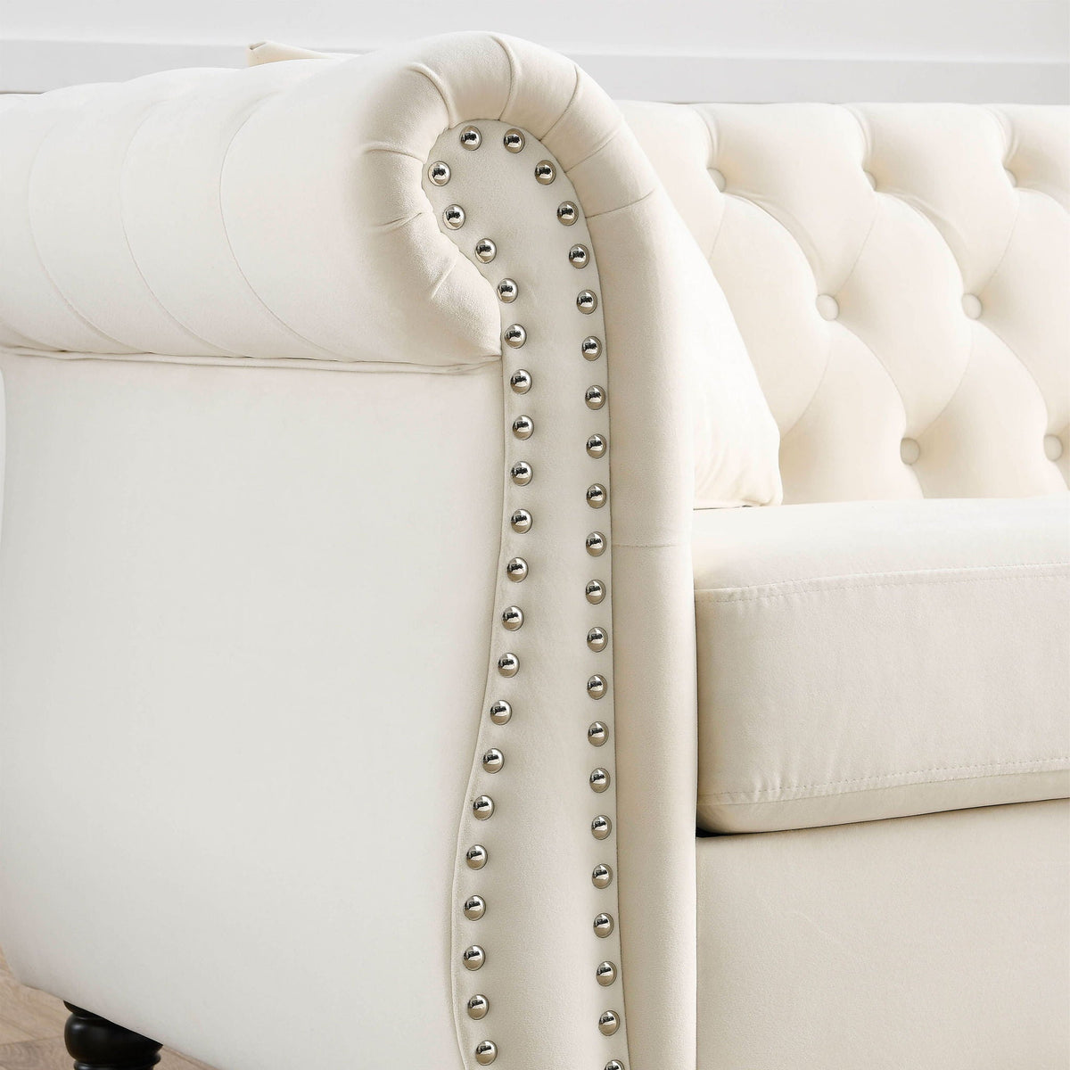 Chesterfield Sofa With Rolled Arms And Nailhead Trim, photo 37 of 40