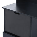 All in One Hall Tree with 3 Top Shelves and 2 Flip Shoe Storage Drawers, Wood Hallway Organizer with Storage Bench and Metal Hanging Hooks, Black