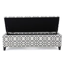 Quotient Upholstered Storage Ottoman With Tapered Block Feet - Gray / White by HouseOfZazla