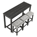 Bar Table Set with Power Outlet, Bar Table and Chairs Set, 4 Piece Dining Table Set, Industrial Breakfast Table Set, for Living Room, Dining Room, Game Room by Montret