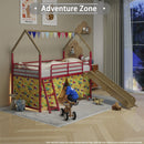 Jack - House Loft Bed With Slide And Curtain Set by HouseOfZazla