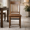 Solid Wood Leather Slatted Dining Chair