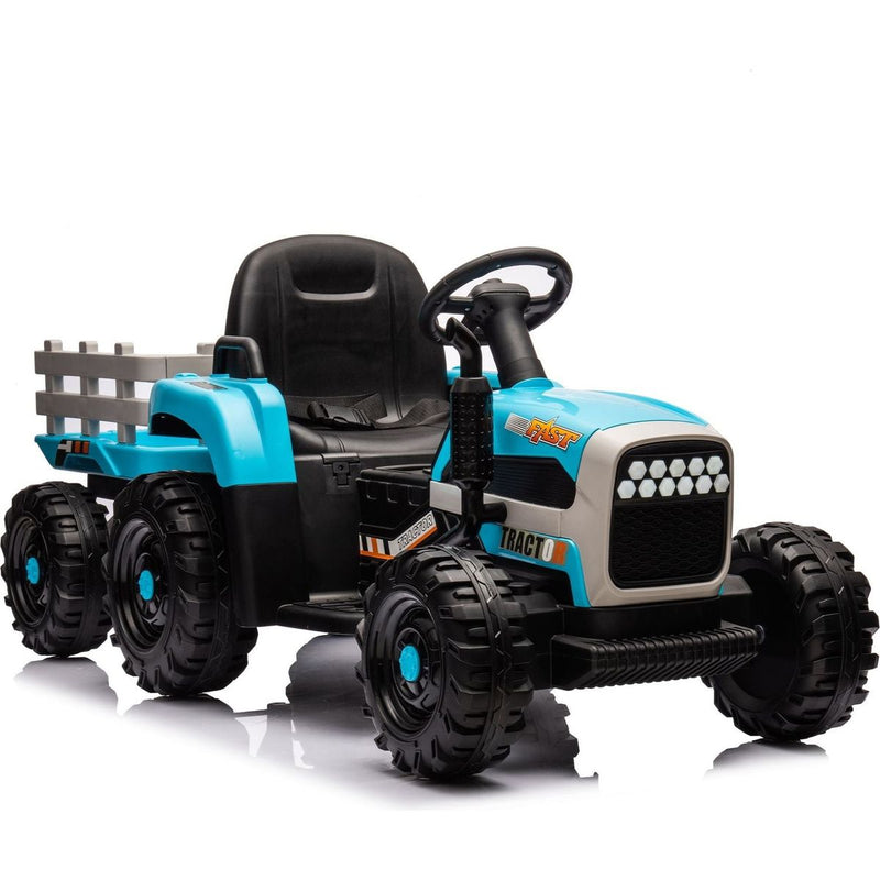 Ride on Tractor2.0 with Trailer,24V Battery Powered Electric Tractor Toy, 200wx2motor 1.86-4.97MPH/Remote Control,electric car for kids,Three speed adjustable,USB,MP3, Bluetooth,LED light, safety belt