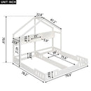 Twin Size Platform Bed With Shared Design, Guardrails, And Built In Shelves - Creamy White by HouseOfZazla