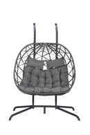 2 Person Outdoor Rattan Hanging Chair Patio Wicker Egg Chair