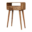 Solid Wood Mini Curved Oak-ish Console Table