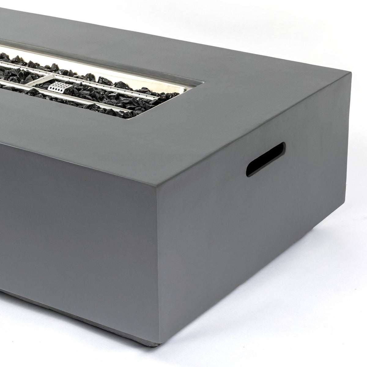 Volon - Rectangular Fire Pit Table, Propane Powered, 50,000 BTU - Light Gray, photo 13 of 25
