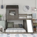 Loft Bunk Bed With Playhouse, Farmhouse, Ladder, Slide And Guardrails by Unique Piece Furniture