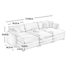 Modern Oversized Modular Cushion Sofa With Ottoman, Low Back, Deep Seating Sofa Set by Unique Piece Furniture