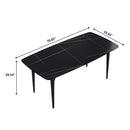 70.87" Modern Artificial Stone Curved Metal Leg Dining Table, Can Accommodate 6-8 People by HouseOfZazla