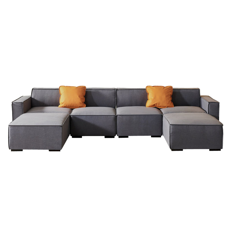 Walker Edison | U-Shape Sectional Linen Modular Couch