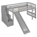 Loft Stairway Bed With 2 Drawers, Convertible Ladder And Slide by HouseOfZazla